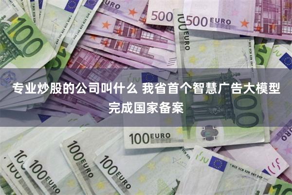 专业炒股的公司叫什么 我省首个智慧广告大模型完成国家备案